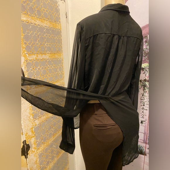 Free People Best of Both Worlds sheer black Blouse size M - Picture 10 of 13